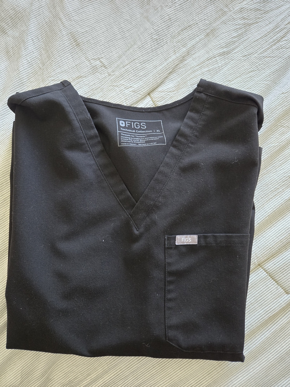 FIGS Black V-Neck Medical Scrub Top